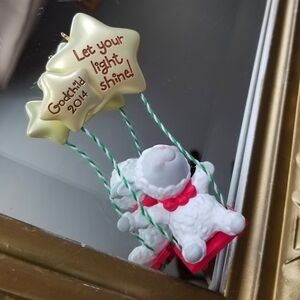 ❗Hallmark Godchild 2014, Let your Light Shine" Baby Sheep on Swing Ornament❗
